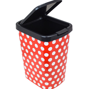 Lixeira 9l poa click vermelho